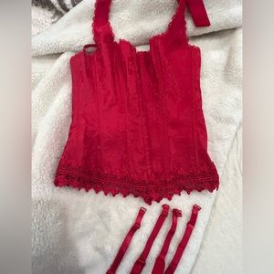 Red halter corset